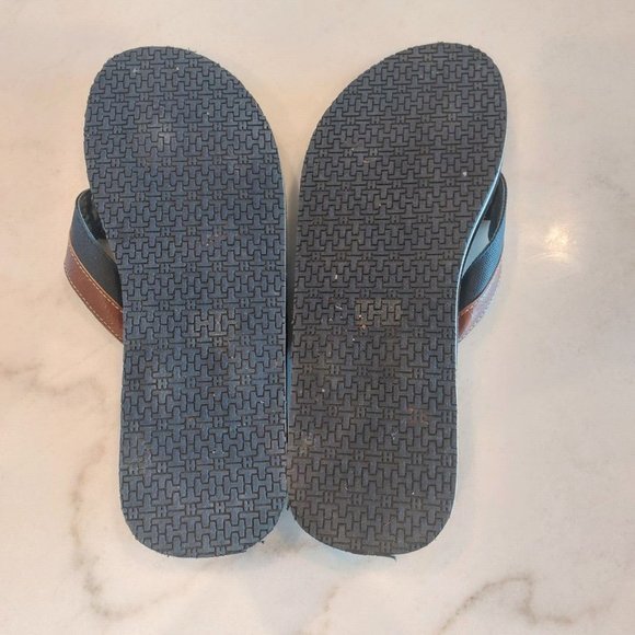 Tommy Hilfiger Drake-T Men's Flip Flops Flat Sandals Cognac Faux Leather Sz 12 - Picture 4 of 8